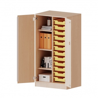 ErgoTray Schrank, 2reihig, 3,5 OH, zweitürig, mit 12 flachen Boxen, B/H/T 70,3x136x50cm 